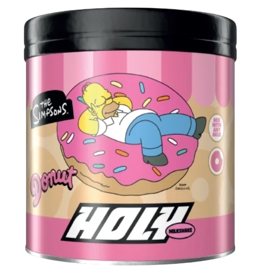 Dose des HOLY Milkshake in der Sorte Donut mit dem Artwork aus The Simpsons